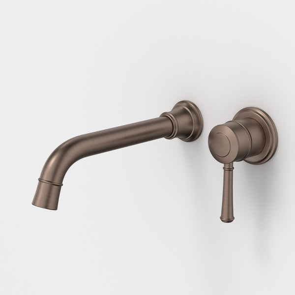 Caroma Riviere Wall Basin/Bath Mixer 210mm (Complete Kit) Brushed Bronze Lead Free