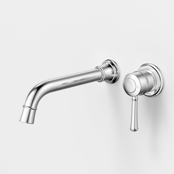 Caroma Riviere Wall Basin/Bath Mixer 210mm (Complete Kit) Chrome Lead Free
