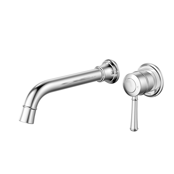 Caroma Riviere Wall Basin/Bath Mixer 210mm (Complete Kit) Chrome Lead Free