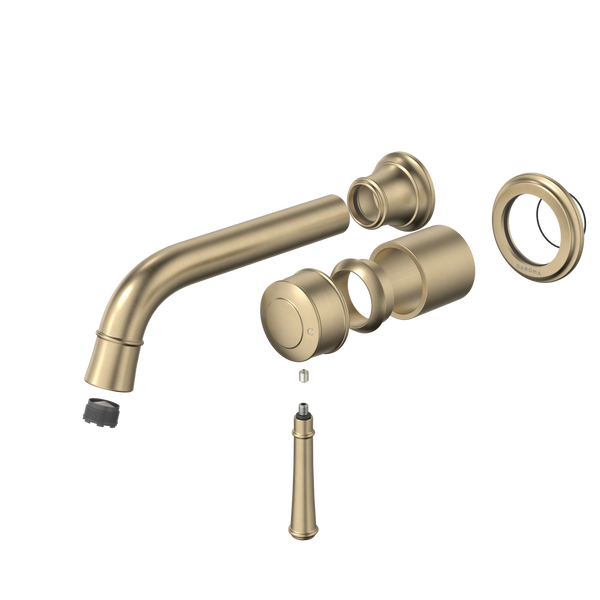 Caroma Riviere Wall Basin/Bath Mixer 175mm (Trim Kit Only) Brushed Brass Lead Free
