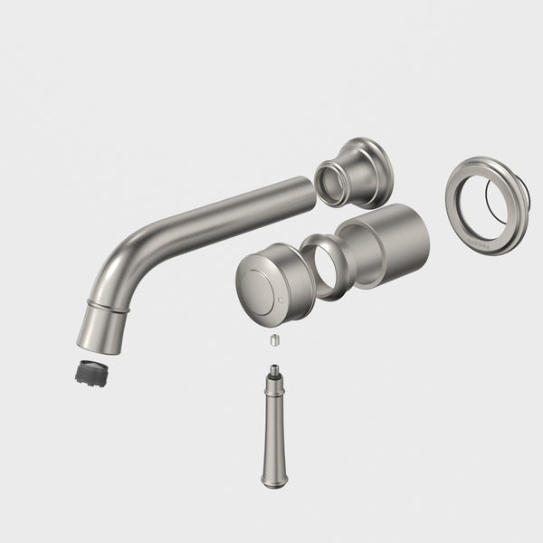 Caroma Riviere Wall Basin/Bath Mixer 175mm (Trim Kit Only) Brushed Nickel Lead Free