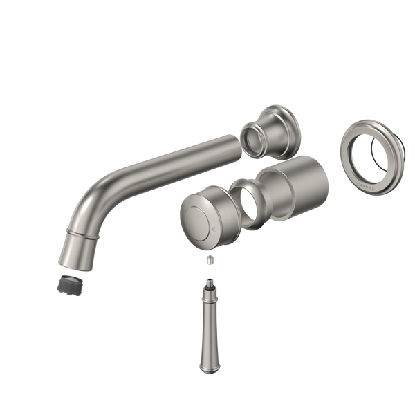 Caroma Riviere Wall Basin/Bath Mixer 175mm (Trim Kit Only) Brushed Nickel Lead Free