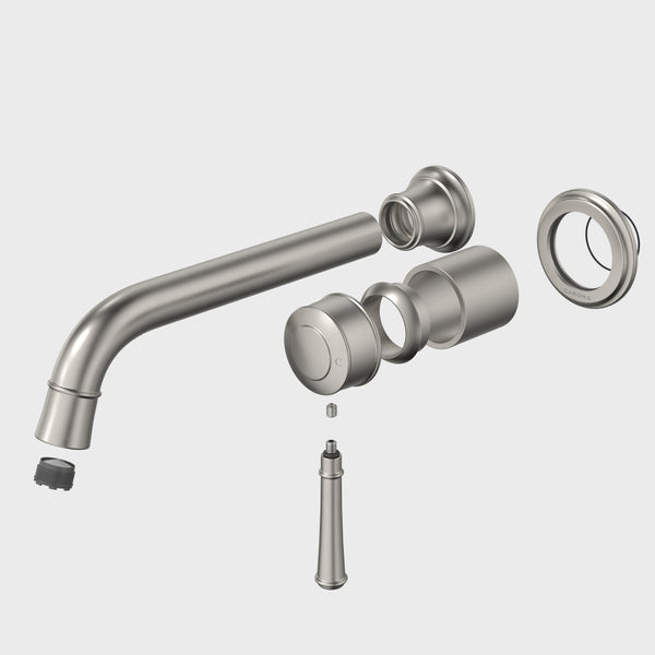 Caroma Riviere Wall Basin/Bath Mixer 210mm (Trim Kit Only) Brushed Nickel Lead Free