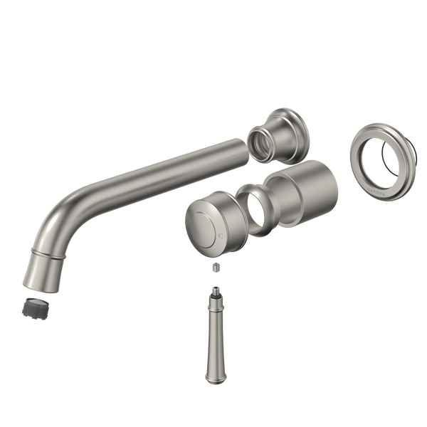 Caroma Riviere Wall Basin/Bath Mixer 210mm (Trim Kit Only) Brushed Nickel Lead Free