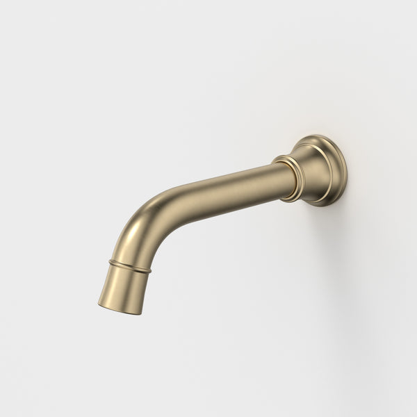 Caroma Riviere Wall Basin/Bath Outlet 175mm Brushed Brass Lead Free