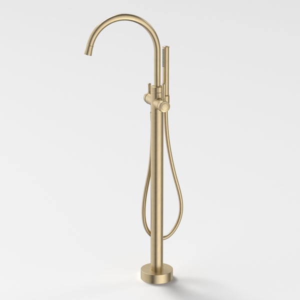 Caroma Riviere Freestanding Bath Filler With Handshower (Complete Kit) Brushed Brass