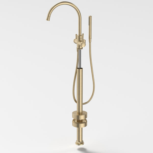 Caroma Riviere Freestanding Bath Filler With Handshower (Trim Kit Only) Brushed Brass