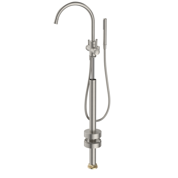 Caroma Riviere Freestanding Bath Filler With Handshower (Trim Kit Only) Brushed Nickel