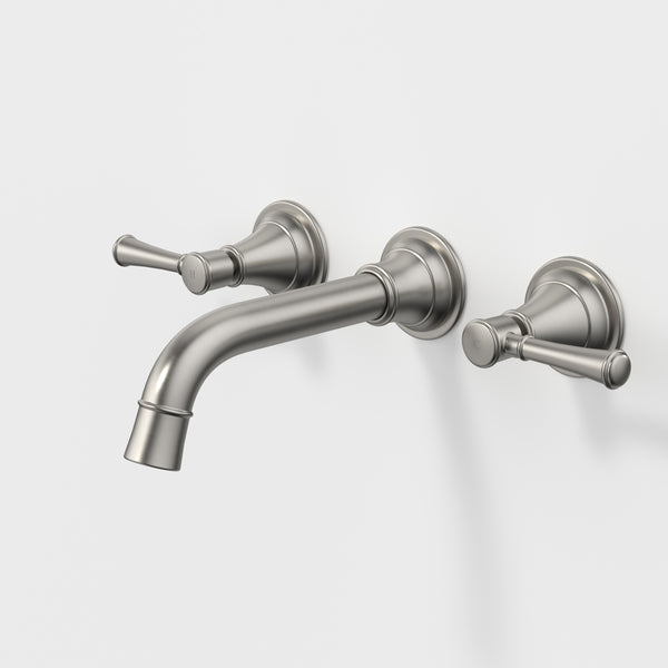 Caroma Riviere Wall Basin/Bath Set 175mm Brushed Nickel Lead Free