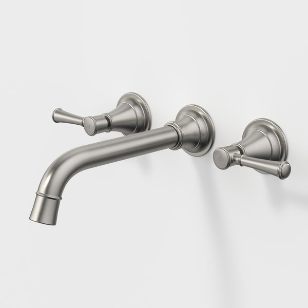 Caroma Riviere Wall Basin/Bath Set 210mm Brushed Nickel Lead Free