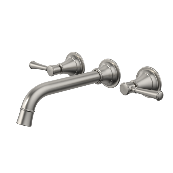 Caroma Riviere Wall Basin/Bath Set 210mm Brushed Nickel Lead Free