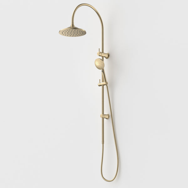 Caroma Riviere Rail Shower With Overhead Brushed Brass