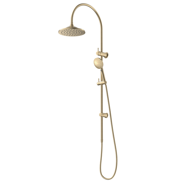 Caroma Riviere Rail Shower With Overhead Brushed Brass