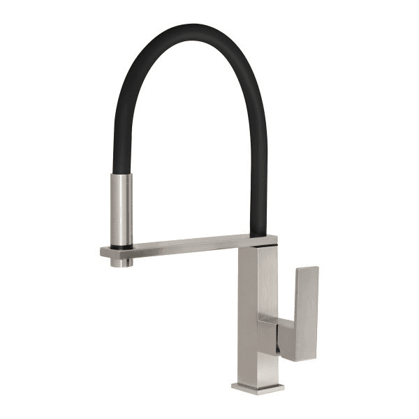 Vezz Flexible Hose Sink Mixer Square 210mm Brushed Nickel