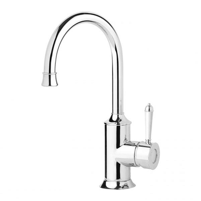Phoenix Nostalgia Sink Mixer 160mm Gooseneck Chrome White