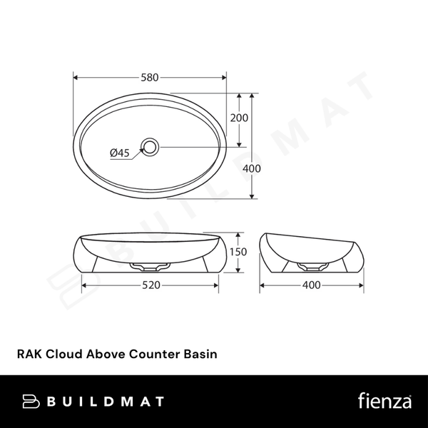 Fienza RAK Cloud Above Counter Basin Matte White