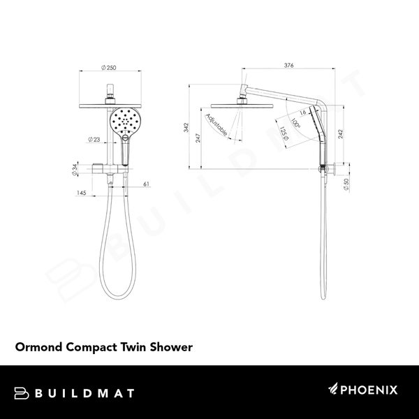 Phoenix Ormond Compact Twin Shower 4 Star Chrome