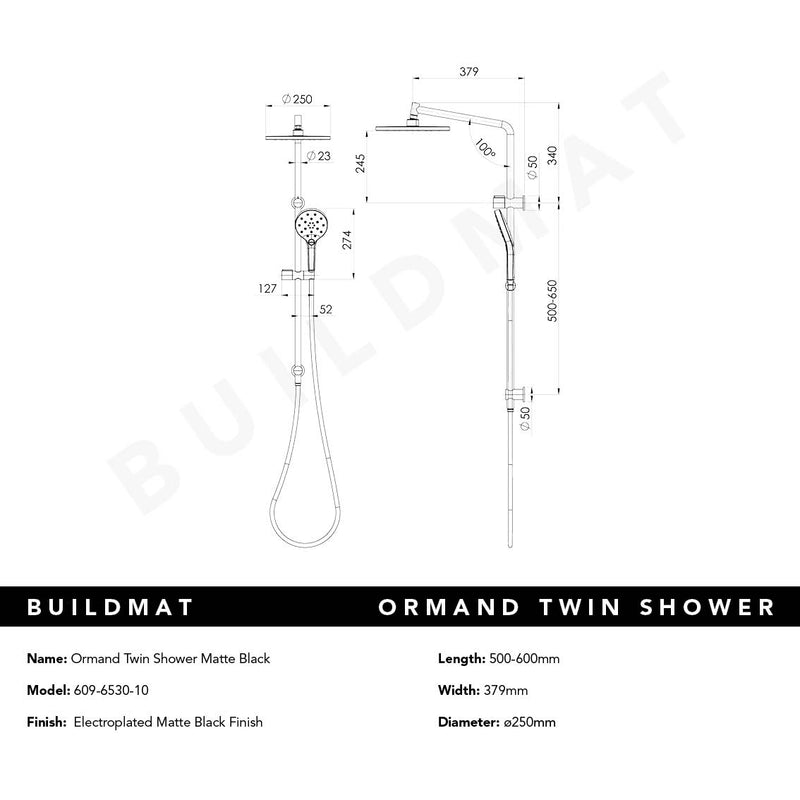 Ormond Twin Shower Matte Black