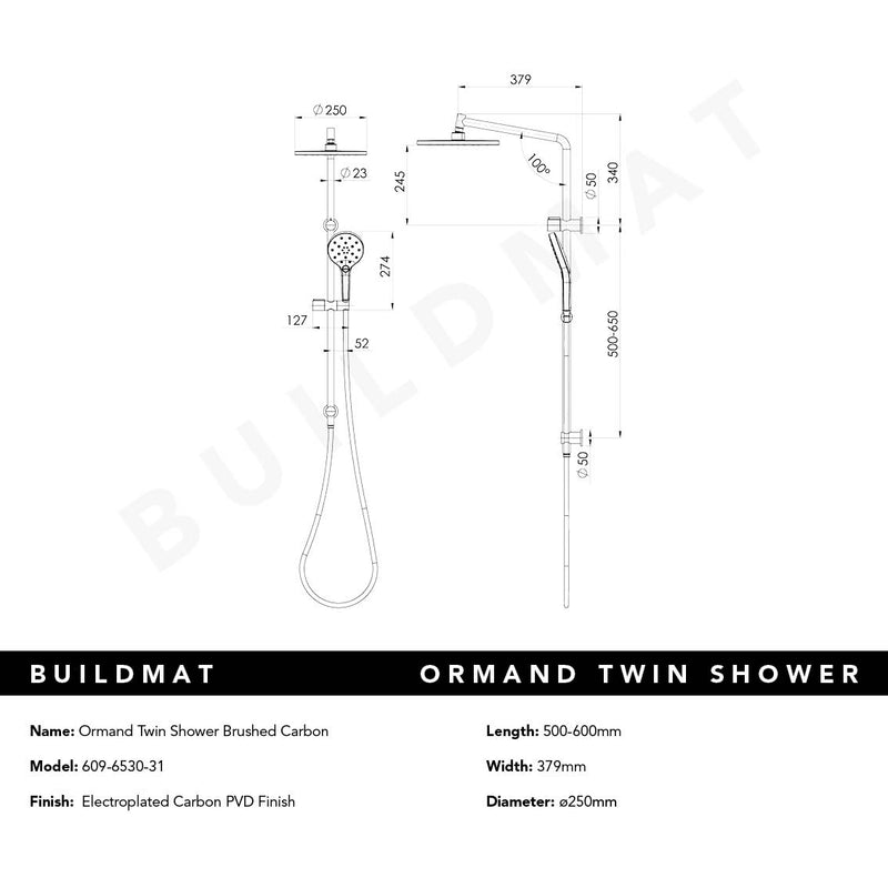 Ormond Twin Shower Brushed Carbon