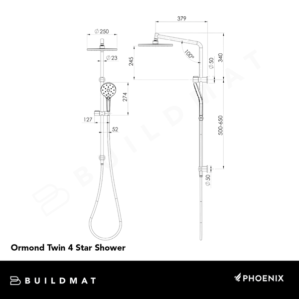 Phoenix Ormond Twin Shower 4 Star Chrome