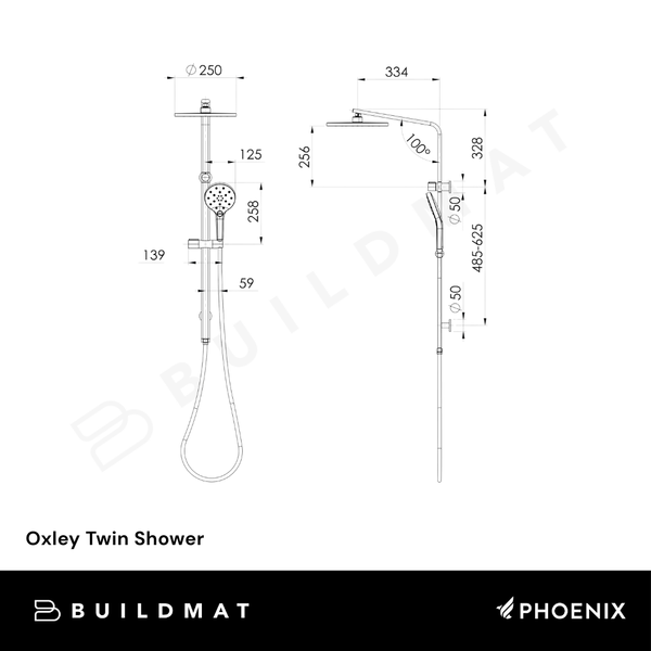 Phoenix Oxley Twin Shower 4 Star Brushed Nickel