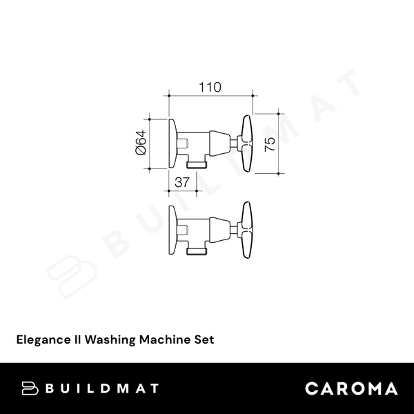 Caroma Elegance II Washing Machine Set Chrome Lead Free