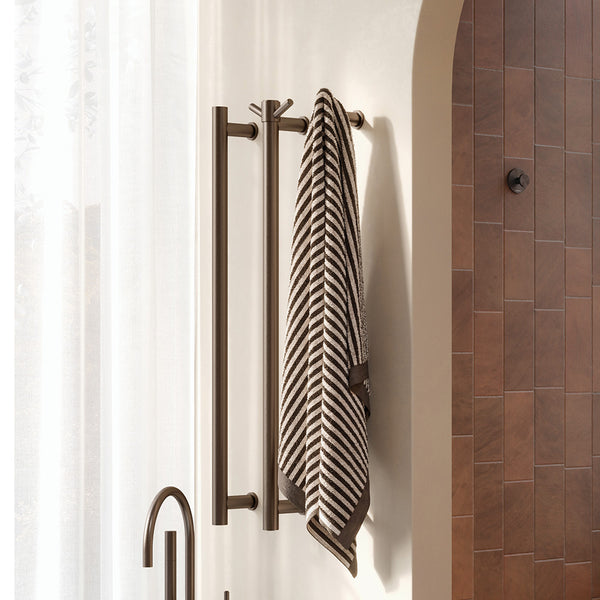 Phoenix Heated Triple Towel Rail Round 800mm Brushed Bronze