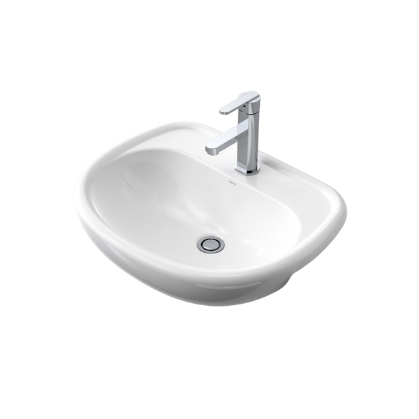 Caroma Caravelle 550 Semi Recessed Basin 1 Taphole White