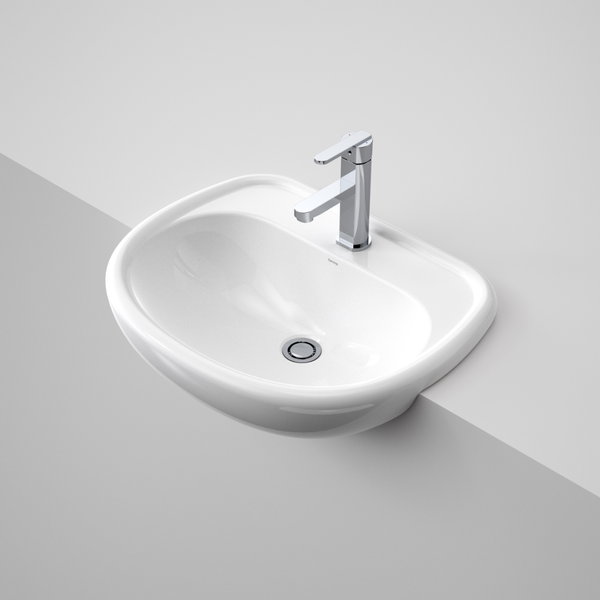 Caroma Caravelle 550 Semi Recessed Basin 1 Taphole White