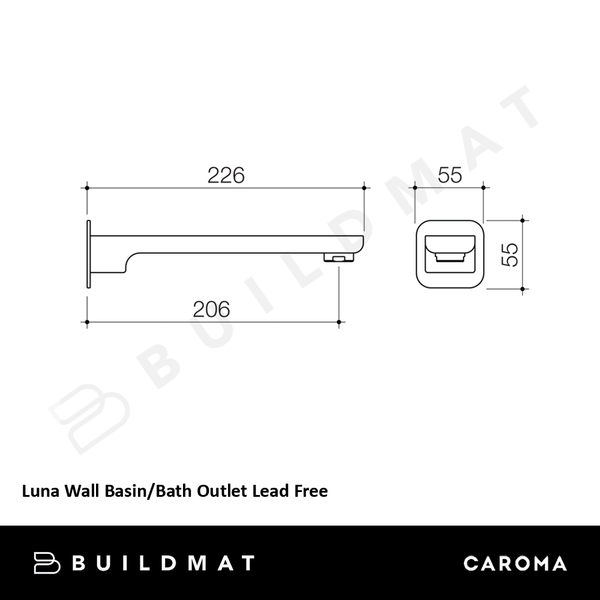 Caroma Luna Wall Basin/Bath Outlet Lead Free Satin Black