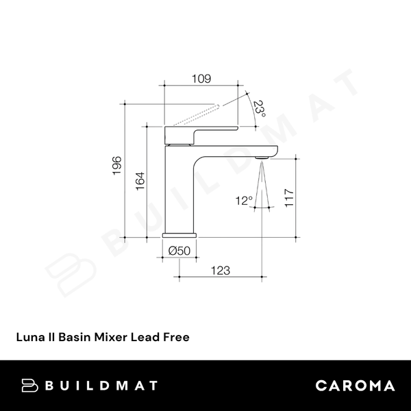 Caroma Luna II Basin Mixer Brushed Nickel Lead Free