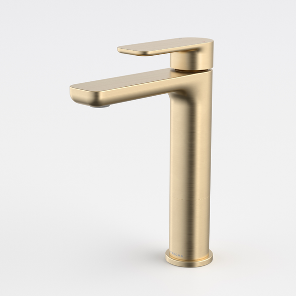 Caroma Luna II Mid Basin Mixer Brushed Brass Lead Free