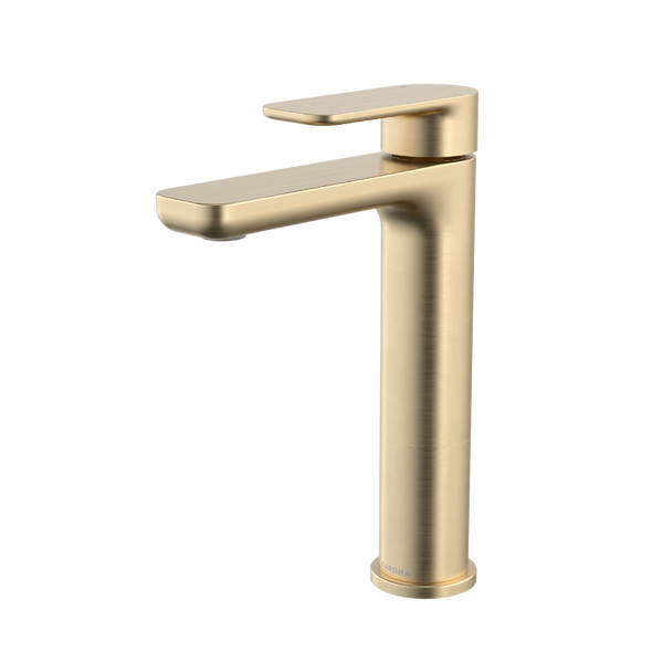 Caroma Luna II Mid Basin Mixer Brushed Brass Lead Free