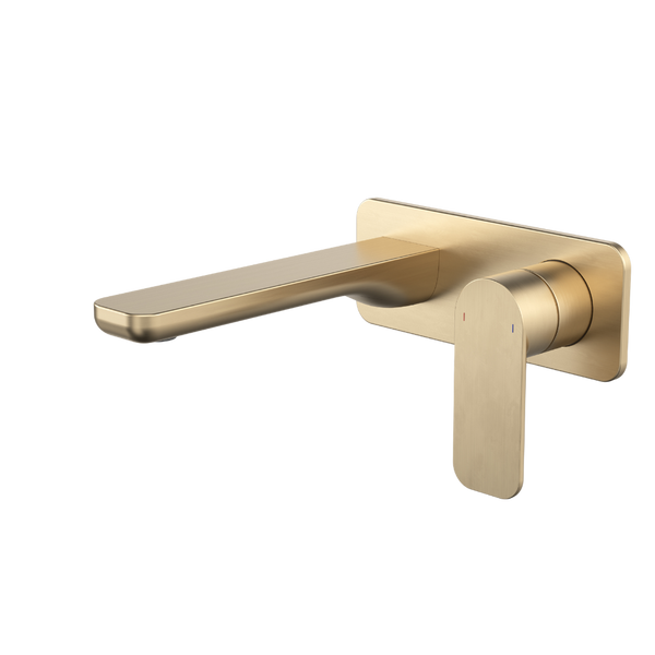 Caroma Luna II EasySwitch Wall Basin/Bath Mixer 180mm (Complete Kit) Brushed Brass Lead Free