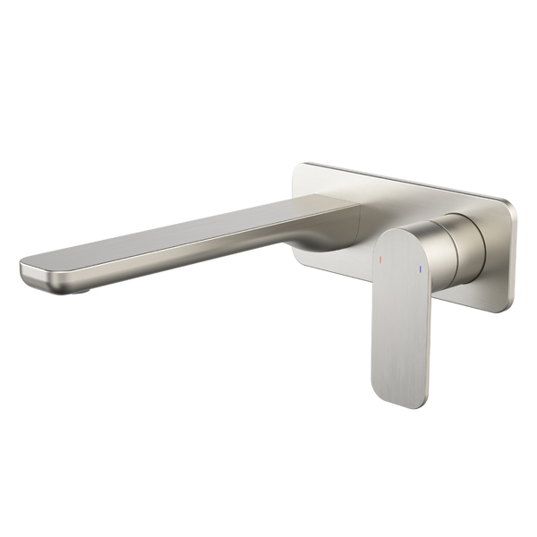 Caroma Luna II EasySwitch Wall Basin/Bath Mixer 220mm (Complete Kit) Brushed Nickel Lead Free