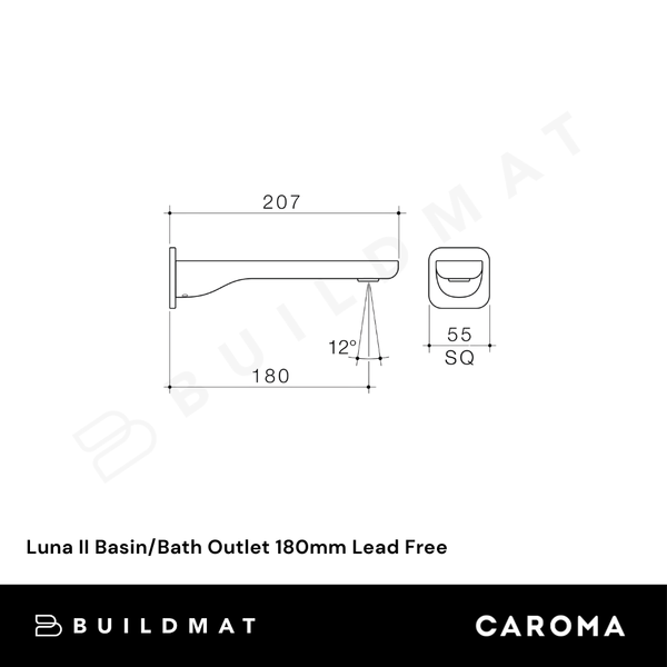 Caroma Luna II Basin/Bath Outlet 180mm Chrome Lead Free