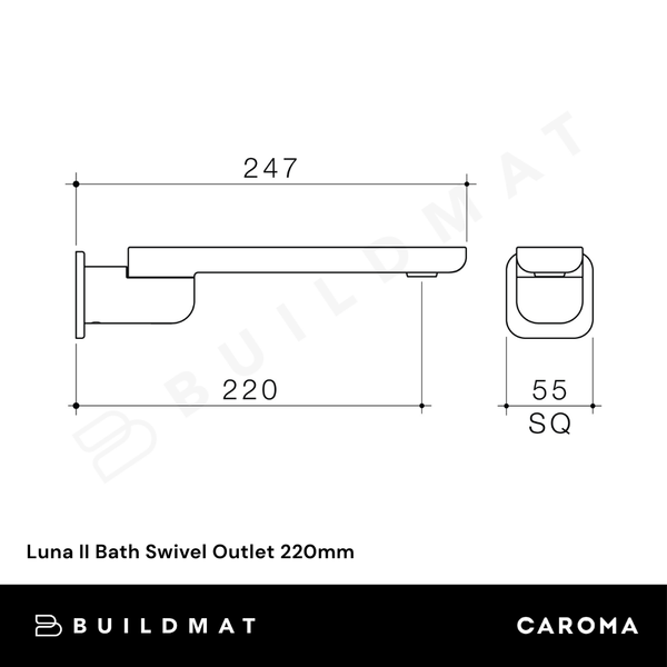 Caroma Luna II Bath Swivel Outlet 220mm Chrome