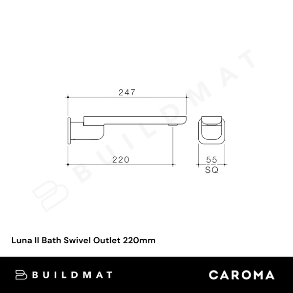 Caroma Luna II Bath Swivel Outlet 220mm Brushed Nickel
