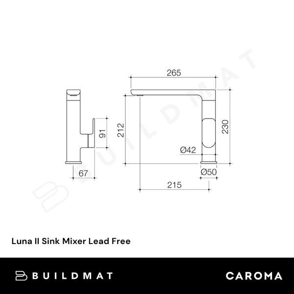 Caroma Luna II Sink Mixer Chrome Lead Free