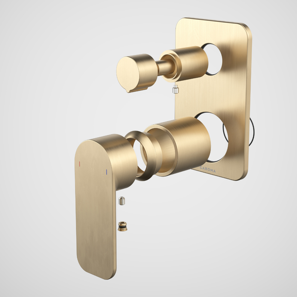 Caroma Luna II EasySwitch Bath/Shower Mixer with Diverter (Trim Kit) Brushed Brass