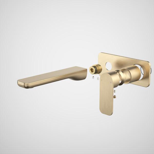 Caroma Luna II EasySwitch Wall Basin/Bath Mixer 180mm (Trim Kit) Brushed Brass