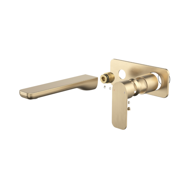 Caroma Luna II EasySwitch Wall Basin/Bath Mixer 180mm (Trim Kit) Brushed Brass