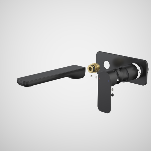 Caroma Luna II EasySwitch Wall Basin/Bath Mixer 180mm (Trim Kit) Satin Black