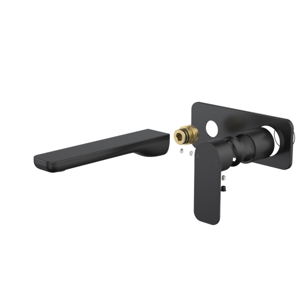 Caroma Luna II EasySwitch Wall Basin/Bath Mixer 180mm (Trim Kit) Satin Black