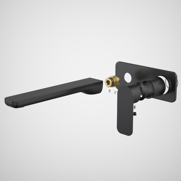 Caroma Luna II EasySwitch Wall Basin/Bath Mixer 220mm (Trim Kit Only) Satin Black