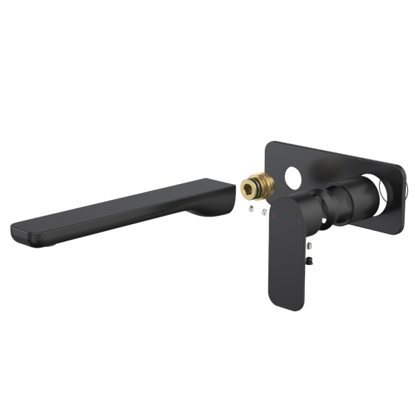 Caroma Luna II EasySwitch Wall Basin/Bath Mixer 220mm (Trim Kit Only) Satin Black