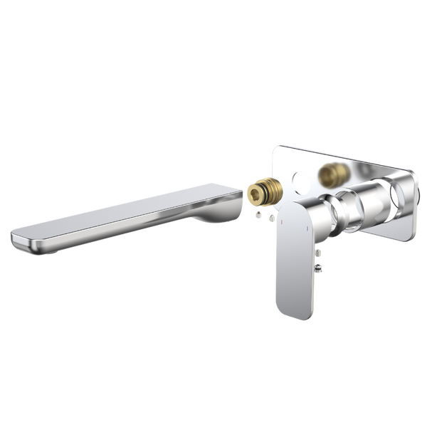 Caroma Luna II EasySwitch Wall Basin/Bath Mixer 220mm (Trim Kit) Chrome