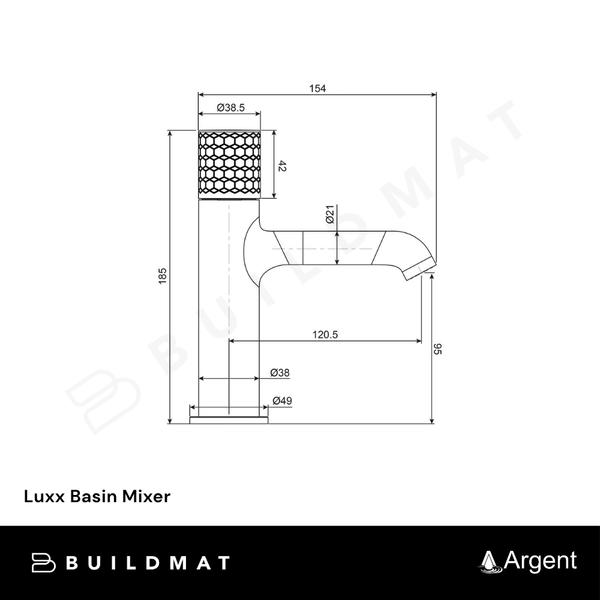 Argent Luxx Basin Mixer Brushed Nickel Lead Free