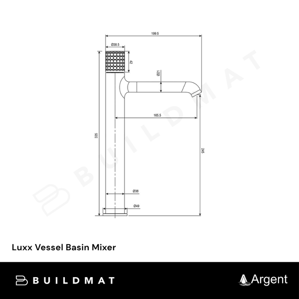 Argent Luxx Vessel Basin Mixer Brushed Gold Lead Free