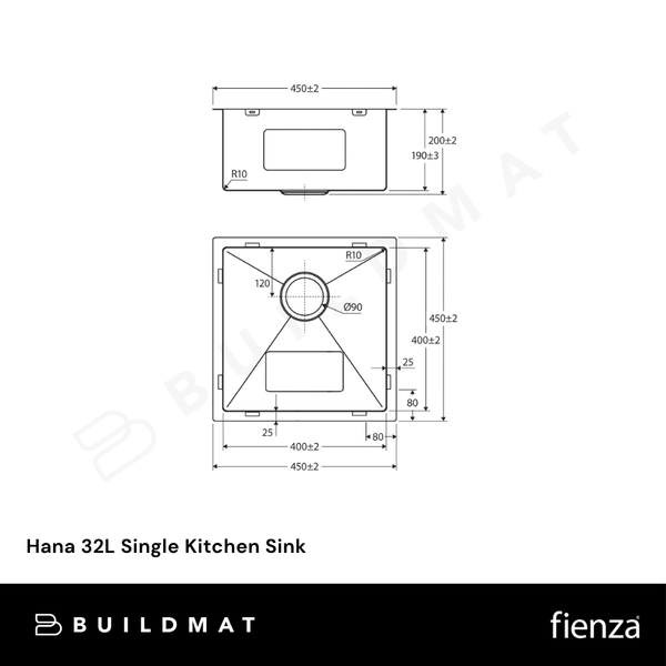 Fienza Hana 32L Single Kitchen Sink Brushed Copper